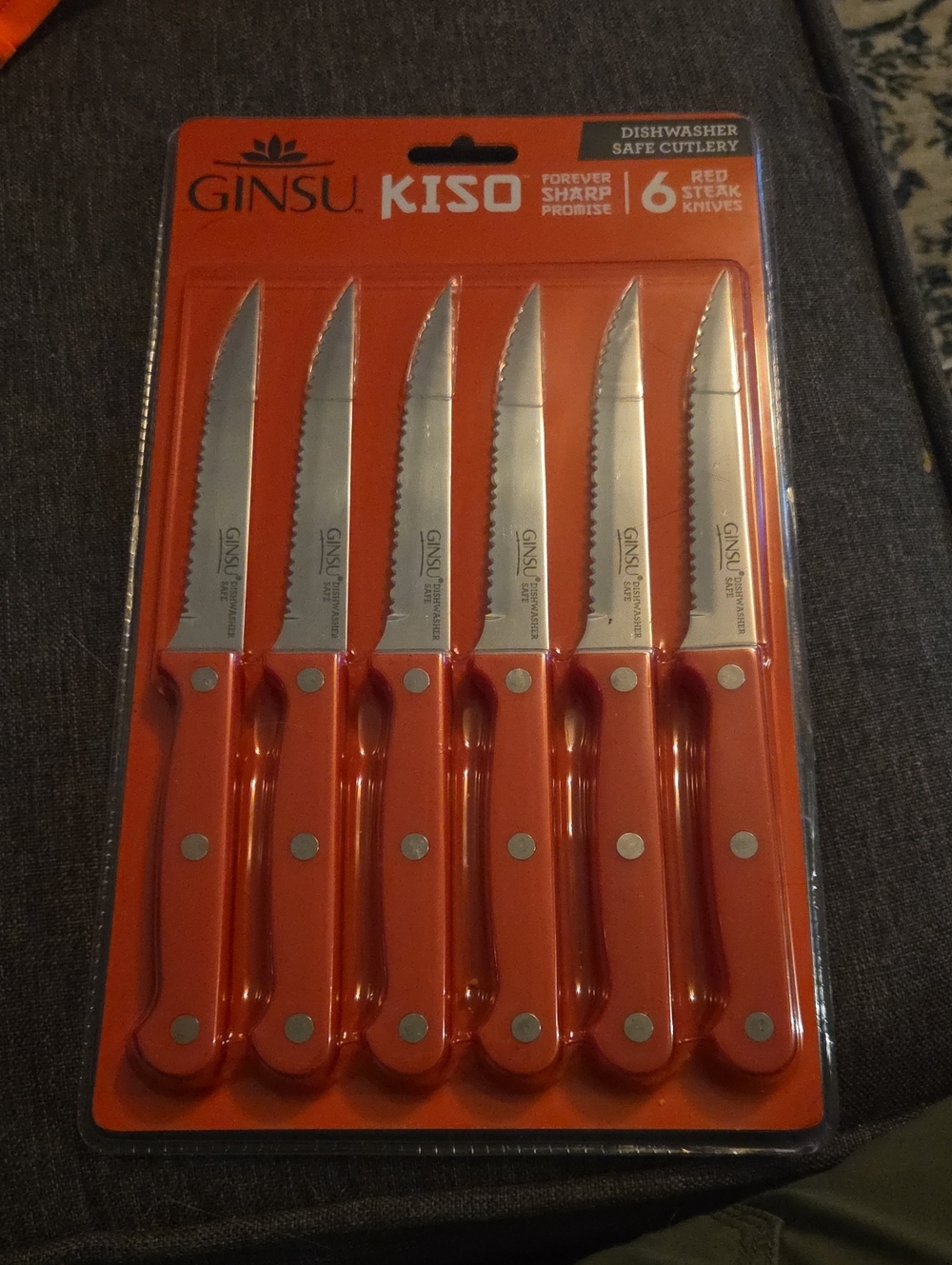 Ginsu Kiso Red Steak Knife Set - 6-Piece